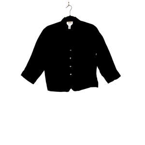 Talbots womens size 14 top black 100% Irish linen button-up